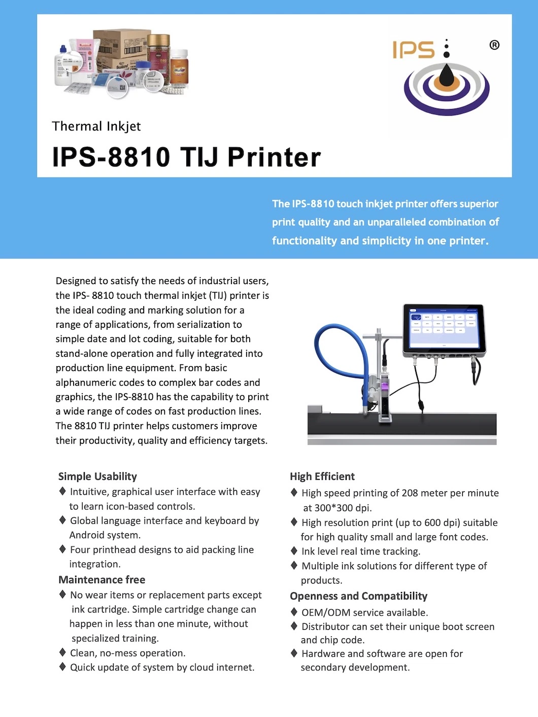 600 Dpi Touch Screen Small Cheap Batch Coding Inkjet Tij Printer